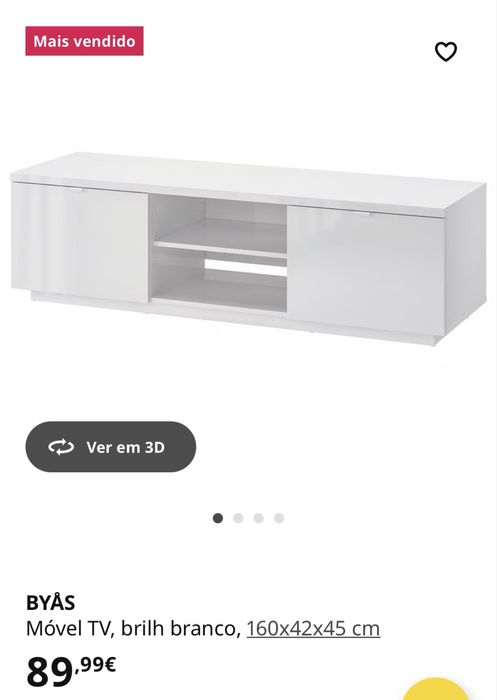 Móvel de Televisão Branco com Arrumação