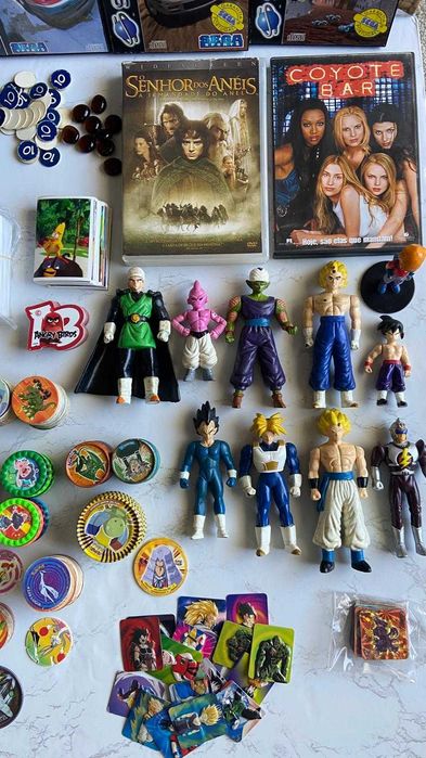 Jogos e acessórios Nintendo, Sega, Tazos, Pokémon, Dragon Ball, Yu-Gi-Oh