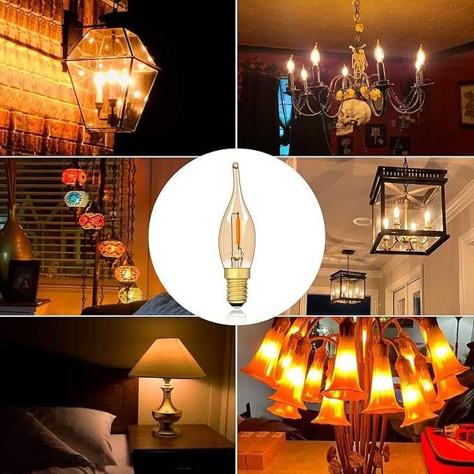 6 sztuk - Żarówka LED E14 świeczka vintage 0,7W 2200K bursztynowa