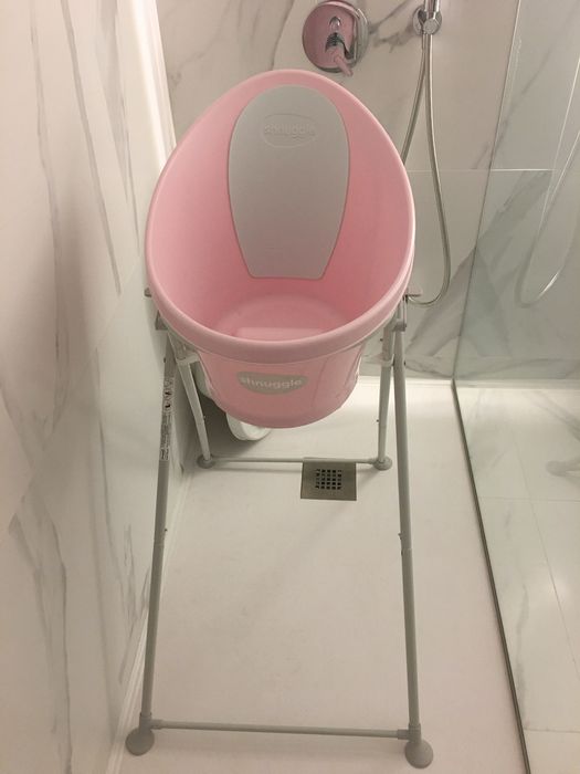 Shnuggle Banheira Ergonómica Taupe + Suporte Dobrável