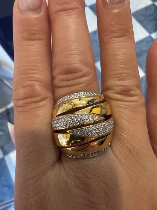 Pierścionek szeroki Premium cyrkonie 17/18