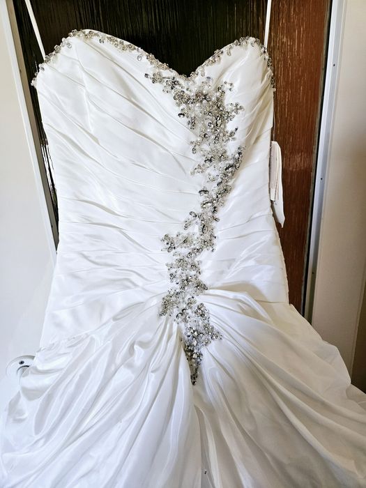 Nowa Suknia ślubna M 38 10 beza księżniczka tiul gorset tren