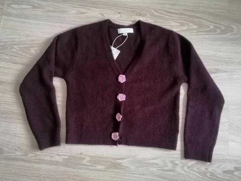 Джемпер zara 12-13 156 см бордо розочки пуговицы