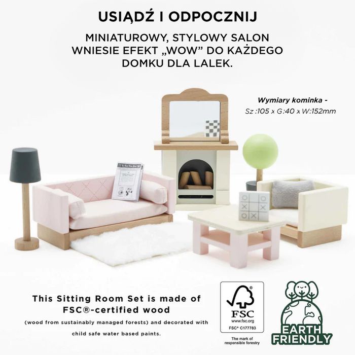 Drewniane mebelki do domku dla lalek salon Daisylane, Le Toy Van