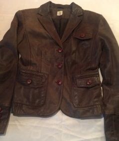 CAMAIEU_Marynarka / Kurtka_Skóra Nat._Brąz_ S_ OKAZJA