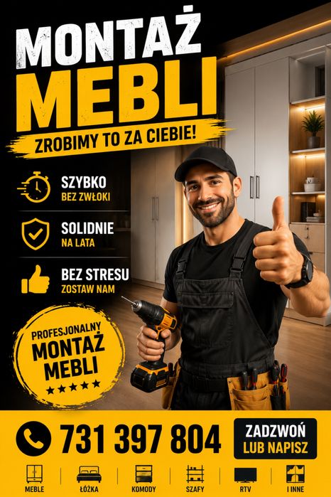 Montaz mebli, dojazd gratis,meble na wymiar, skrecanie mebli, dowoz mebli, demontaz montaz mebli