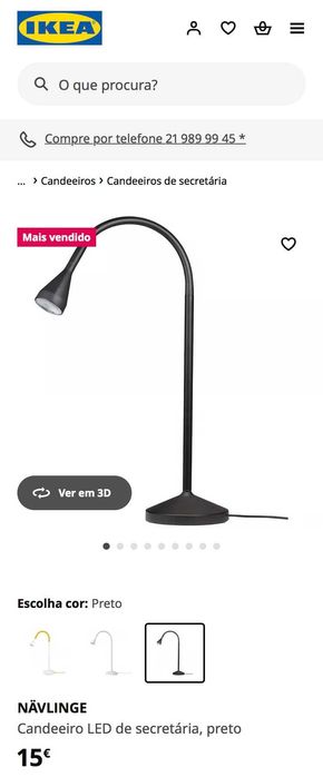 Candeeiro LED de secretária preto