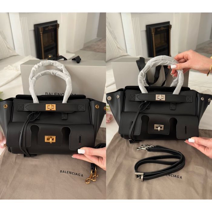 Сумка Balenciaga bel air Black шкіра | золота та срібна фурнітура