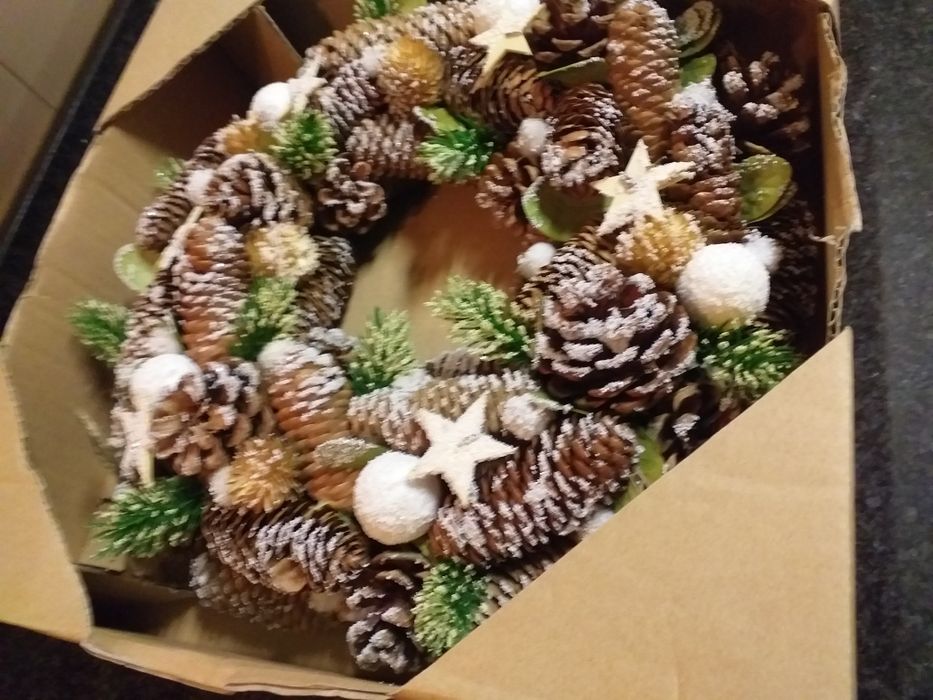 Até 6MARÇO NOVO coroa de outono pinhas centro de mesa natural,em mão