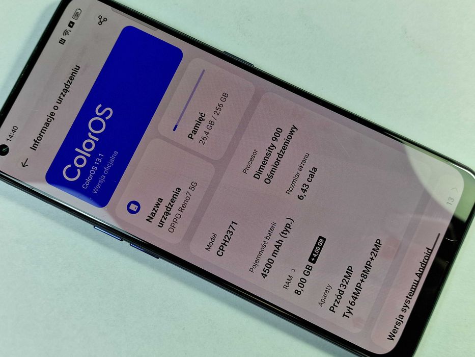 Oppo Reno7 5G / 8GB/ 256GB/ Starry Black/ Grade C / Czytaj opis !