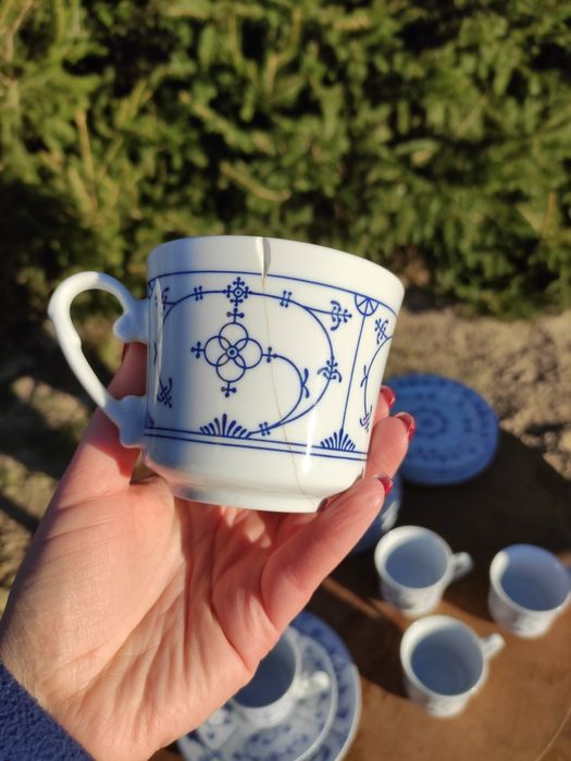 Zestaw kawowy / filiżanki / filiżanka / imbryk / dzbanek wzór słomkowy