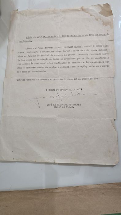 Documento Militar Histórico Louvor Alferes (1950)
