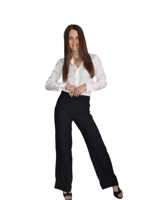Czarne szerokie spodnie elegance rozmiar M 38
