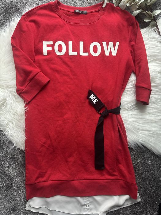 Czerwona tunika oversize xs/s bershka