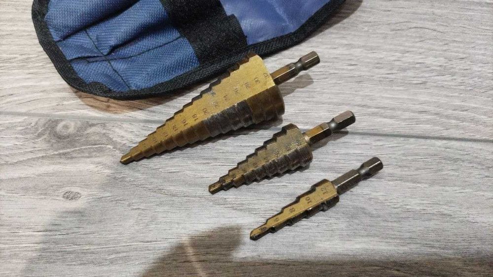 Набор конусных сверл по металлу 3 шт+сумочка