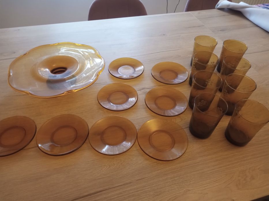 Patera do ciasta + talerzyki + szklanki