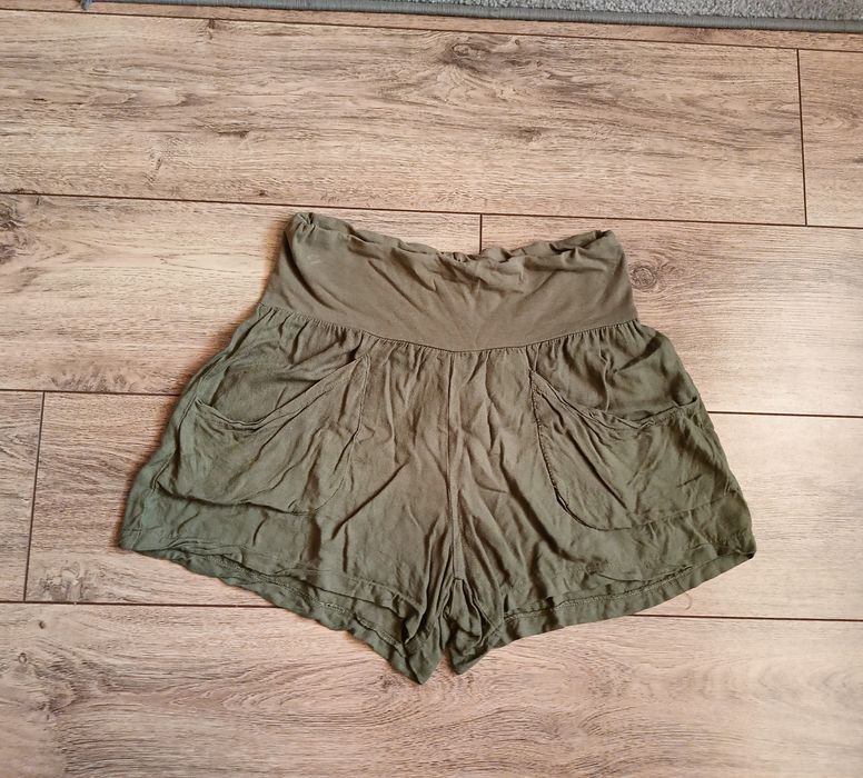 Szorty spodenki S M 100% wiskoza ciążowe khaki KappAhl 36 38