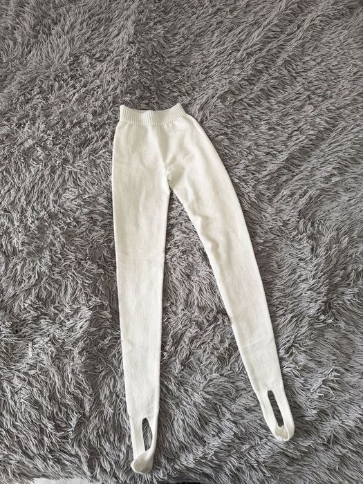 Лосини білі зі штрипками Cher17 лосины белые вязаные костюмные