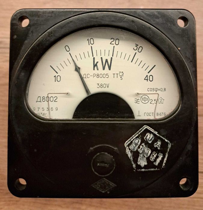 Miernik tablicowy mocy 0–40 kW ZSRR ДС-Р8005 – 380V – 3-faz – 1974