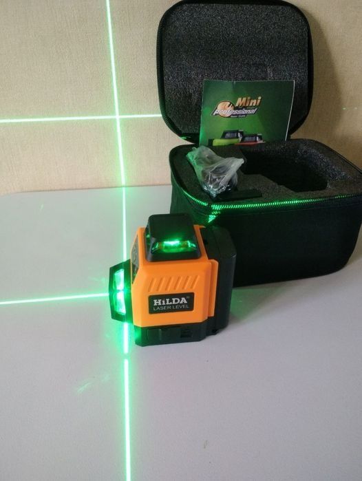 ЗЕЛЕНИЙ лазерний 3D 4D рівень нівелір Hilda Mini