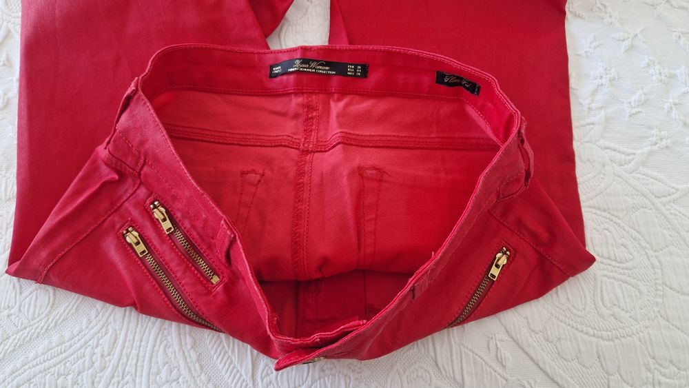 Calças vermelhas, skinny, Zara tamanho 36