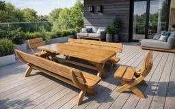 Nowoczesny Komplet Mebli Ogrodowych z Litego Drewna – Szybka Wysyłka