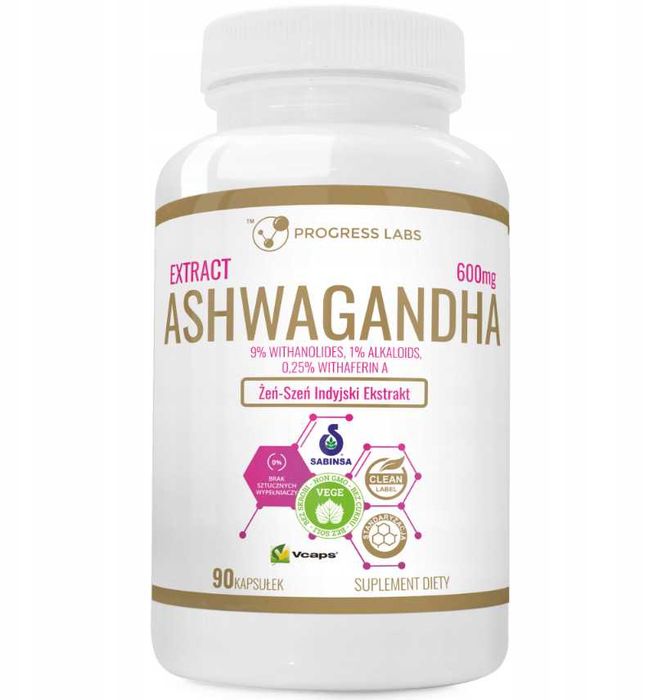 Ашваганда 600мг 90 капсул 9% Progress Labs Ashwagandha 600mg 9%
