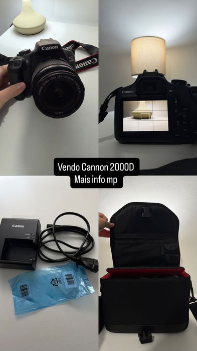 Pack canon 2000D com lente 18-55 mm e bolsa