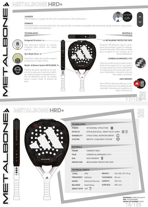 Raquete Padel Adidas Metalbone HRD+