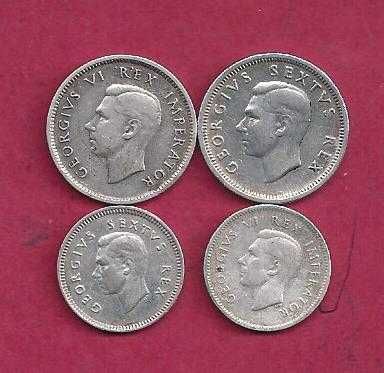 LOTE   4     MOEDAS   Africa do Sul 3D  e 6 D  Prata  div datas