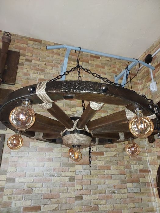 Люстра колесо воза,телеги #2 оригинал 95см дерево