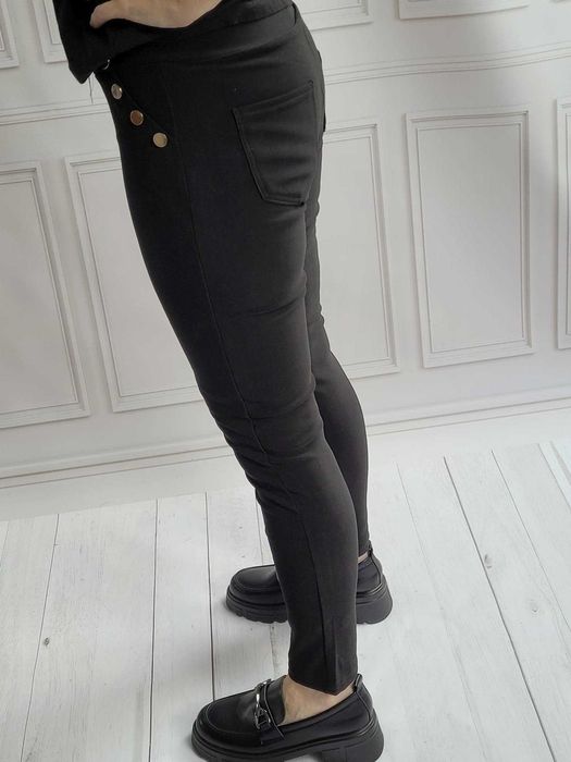 Eleganckie legginsy damskie ozdobne guziki - S/M - 2XL/3XL nowe
