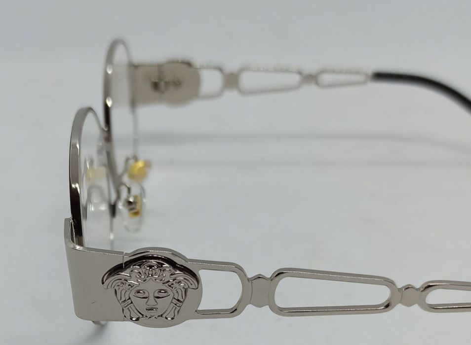 Versace очки унисекс стильные имиджевые в сером металле овальные