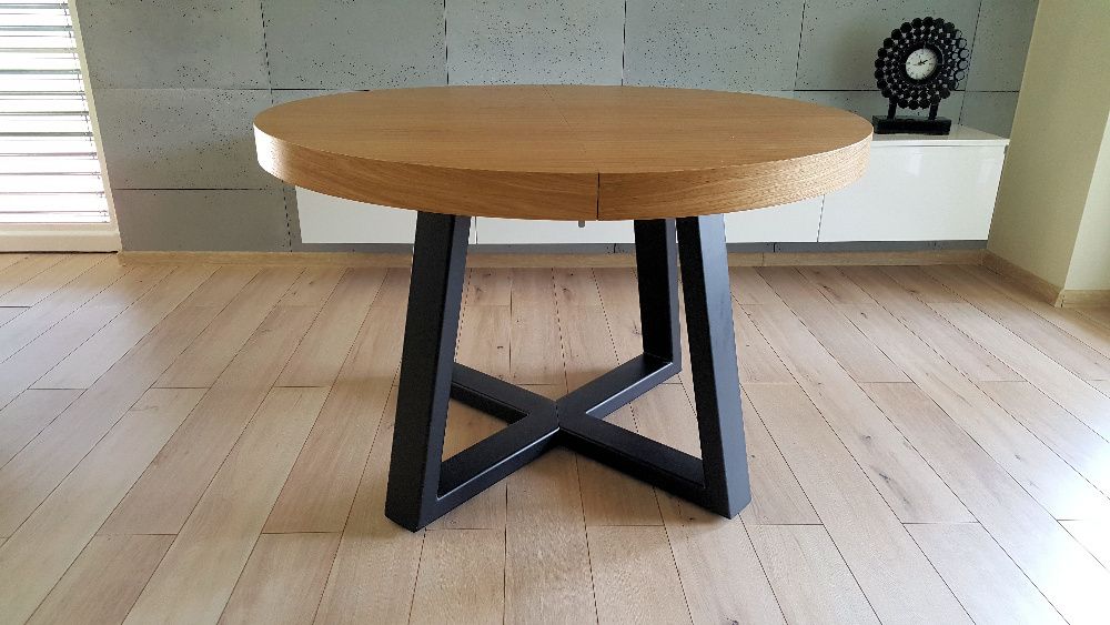 Nowoczesny stół dębowy okrągły rozkładany Loft 1  Dostępny od ręki !!!