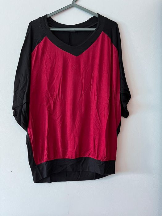 Camisola vermelha e preta senhora estilo túnica a 3/4 tamanho XXL