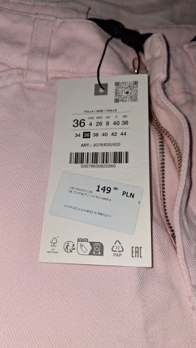 Spodnie Zara rozmiar 36, S, pudrowy róż