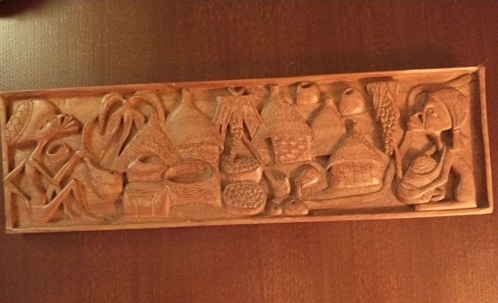 Escultura plana madeira maciça _ arte africana