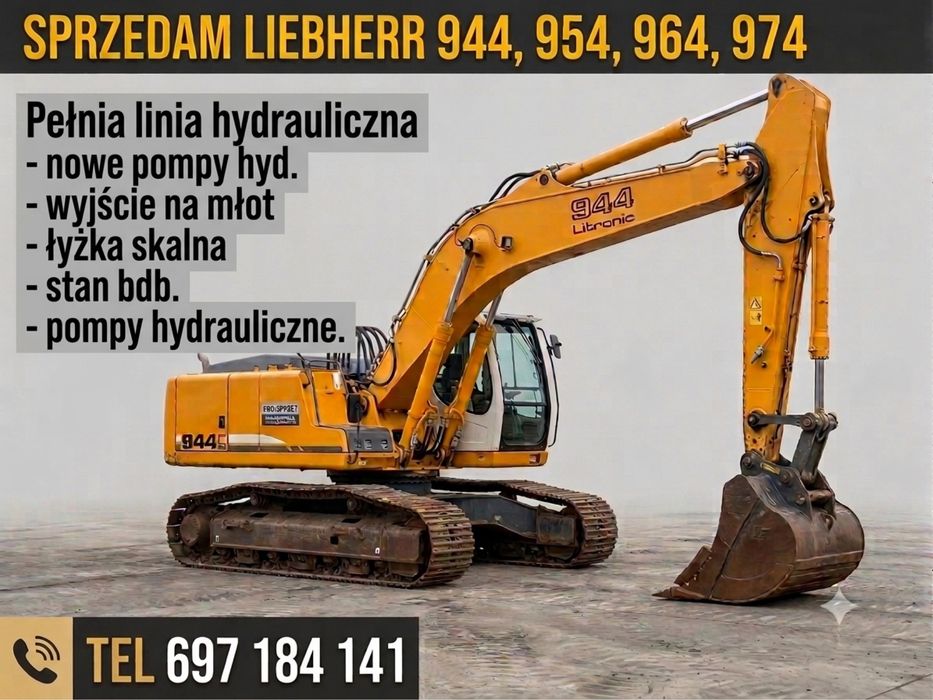 Koparka Gąsienicowa Liebherr 934 944 954 964 974 linia młot , lyżka skalna, stan bdb.
