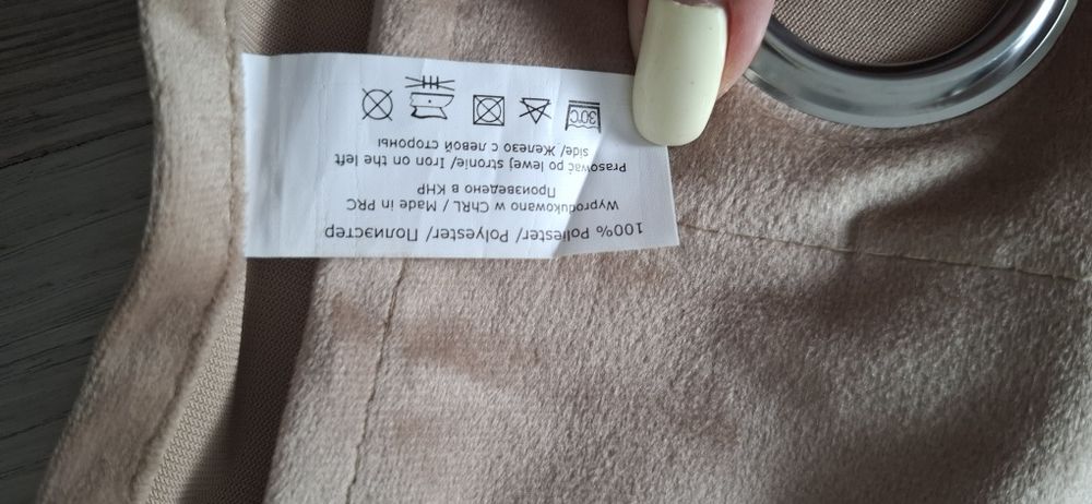 Komplet  Zasłon welur  ciemny  beż  na przelotkach