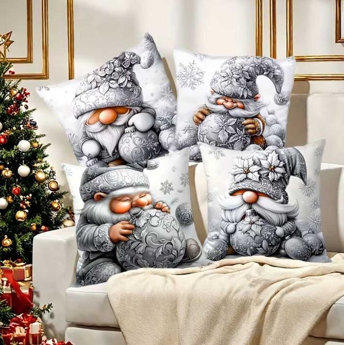 POSZEWKI 2D 45x45cm KRASNOLUDKI ŚWIĘTA dekoracyjne na poduszkę h272