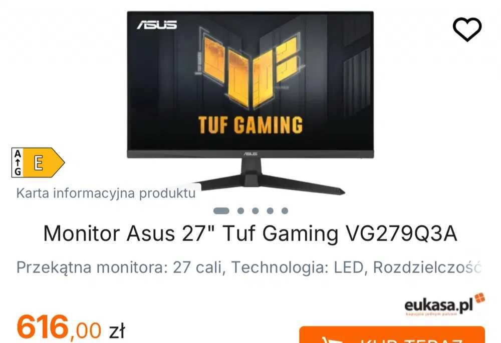 Podstawka + Monitor Asus 27" Tuf Gaming VG279Q3A 165Hz