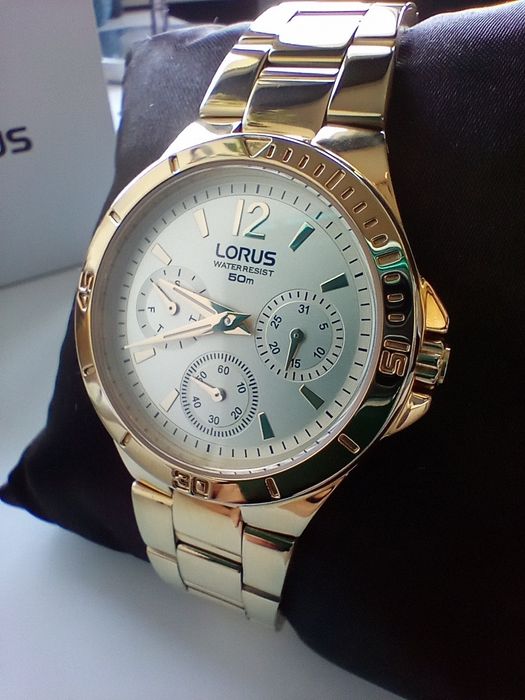 LORUS zegarek damski duży(koperta 38mm), złoty, jak nowy