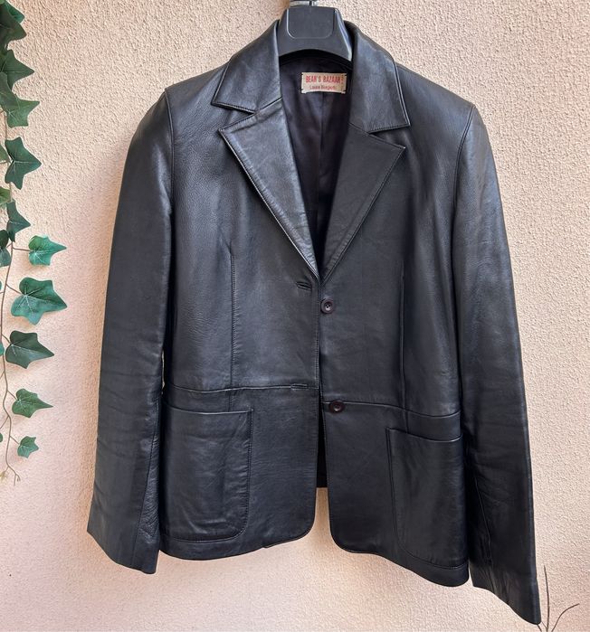 Casaco Blazer em pele preta