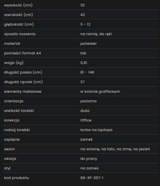 Torba na laptopa czarna Wittchen