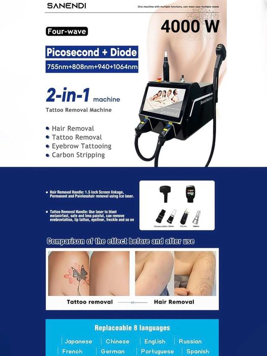 Máquina Depilação a Laser Diodo + Remoção de Tatuagens | NOVA