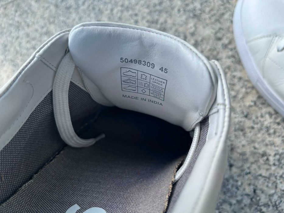 HUGO BOSS Skórzane Sneakersy Białe r. 45 – Oryginalne, Stan Bardzo Dobry