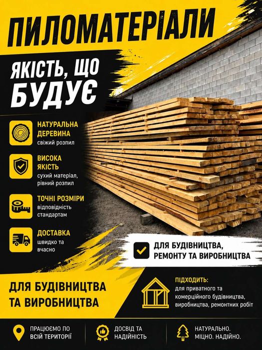 Пиломатеріали. Дошка. Брус.Мауерлат