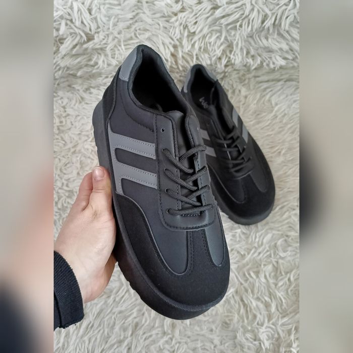 Buty sneakersy na platformie czarne 39