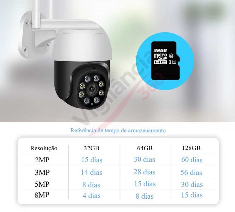 Câmara WiFi PTZ FullHD Zoom 5X Visão Noturna a Cores IP66 ONVIF -NOVA