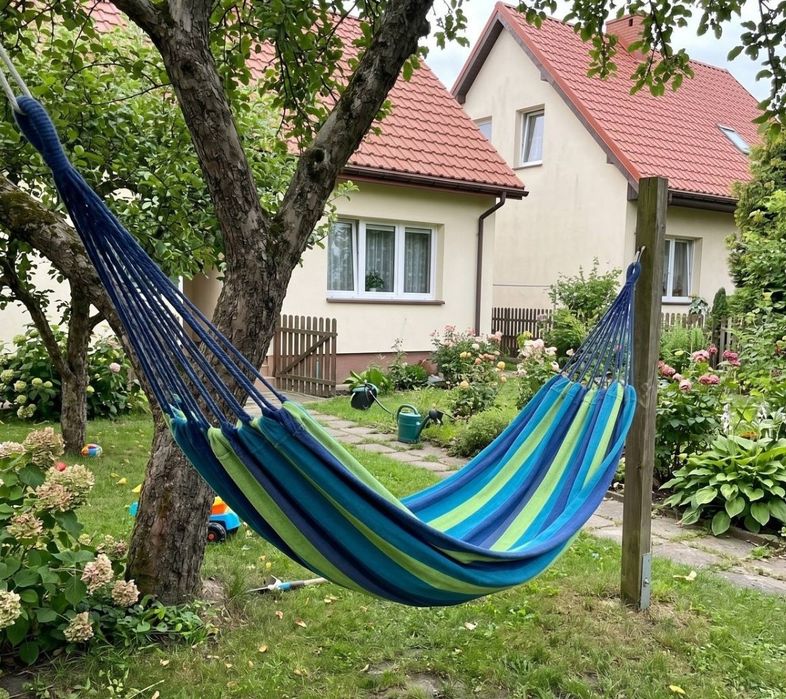 Hamak Ogrodowy Turystyczny Huśtawka Duży Mocny Campingowy